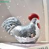 Disco Ball Chicken Decor - Glitter Mosaic Rooster Statue