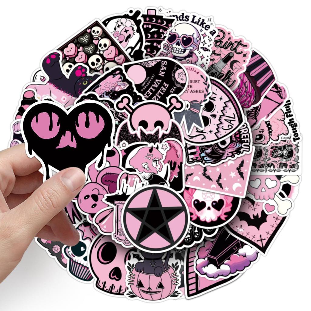 50 Black Gothic Graffiti Skull Stickers for Cars, Phones, and Guitars