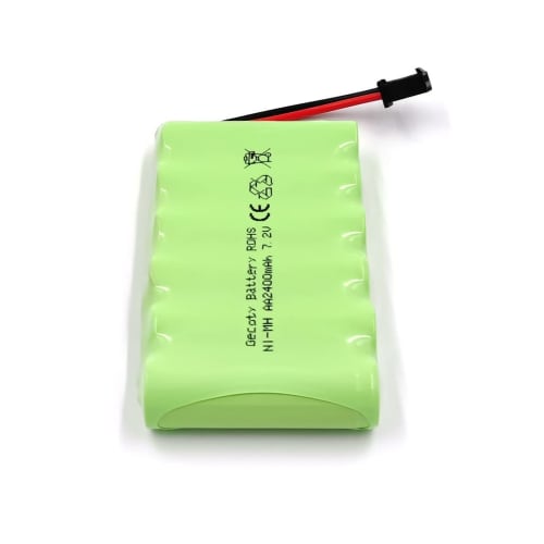Gecoty 7.2V Battery, SM-2P Plug, 2400mAh Ni-MH Rechargeable Battery with Charging Cable, Suitable for Many Types of RC Trucks, RC Engineering Vehicles