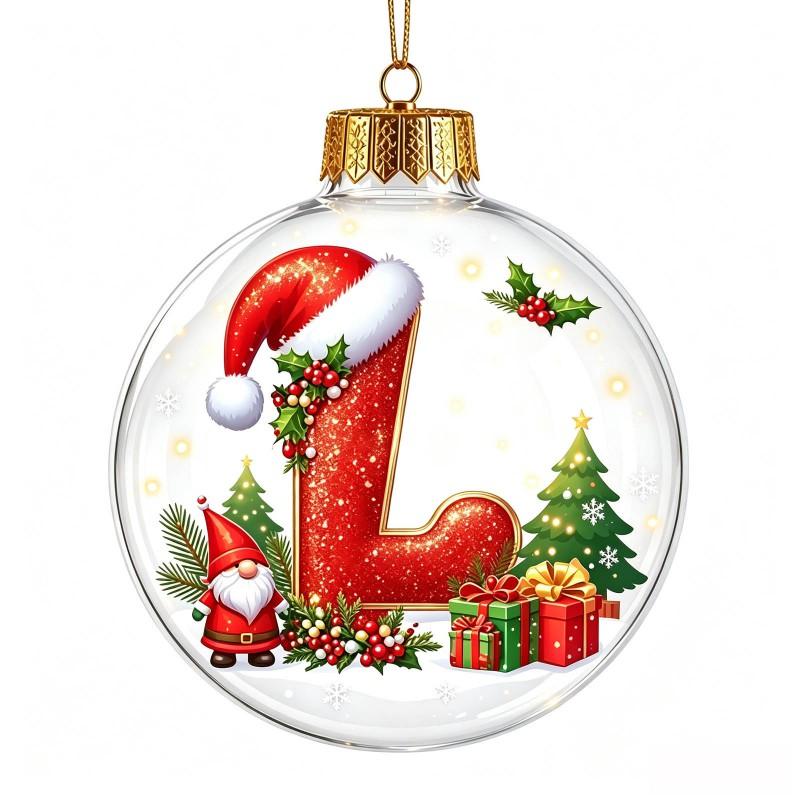 Acrylic 3D Letter Ornament Ball Christmas Tree Decoration Hanging Decor Home Holiday Festive Scene