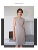Light Gray Collarless Suit Dress Set - Slimming & Figure-Flattering Formal Workwear for Women