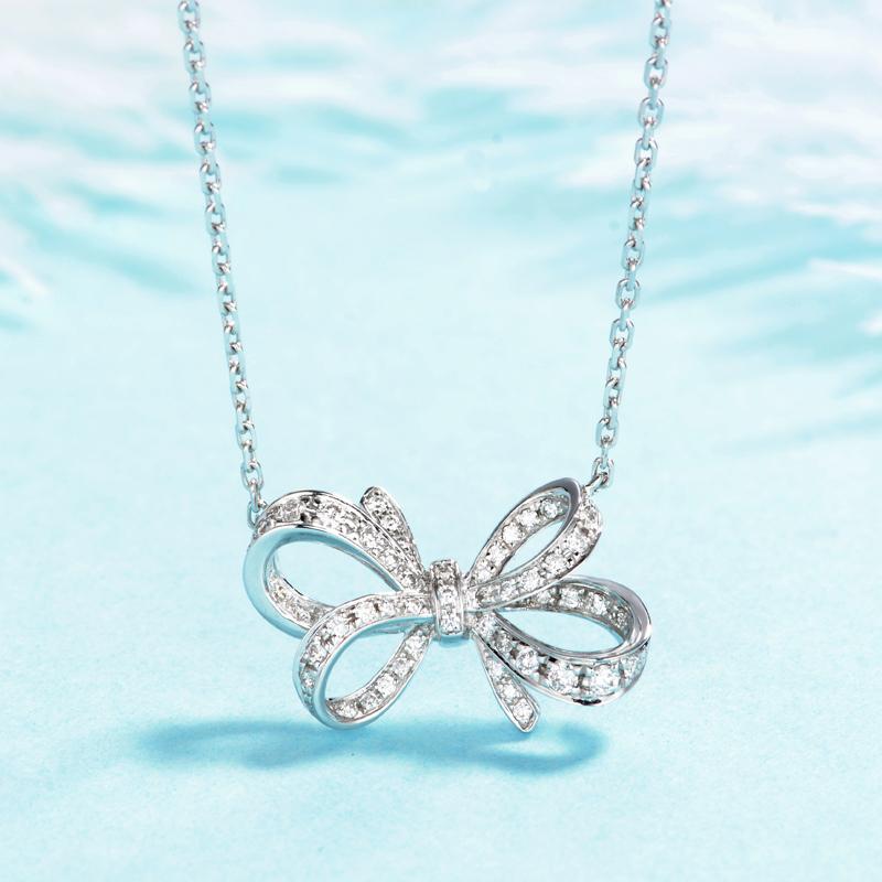 CAOSHI Exquisite Bowknot Shape Pendant Women's Party Necklace Elegant Valentines Gift for Girlfriend Daily Accessories Wholesale