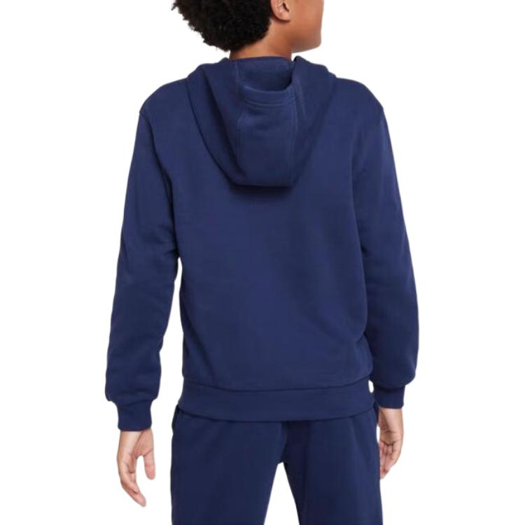 Nike Chaqueta Niños Logo Bordado Capucha Cremallera Manga Larga Chaquetas Niños Azul Marino FD3017-410