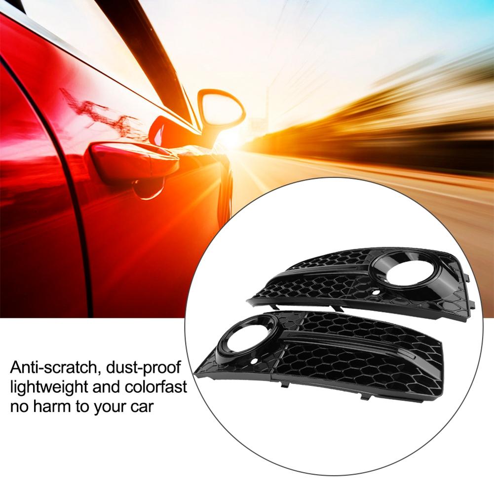 Glossy Black Front Bumper Fog Light Grilles, 2pcs with ABS Material, Lightweight and Colorfast for B8 2009 to 2012, Anti Scratch, Dust Proof