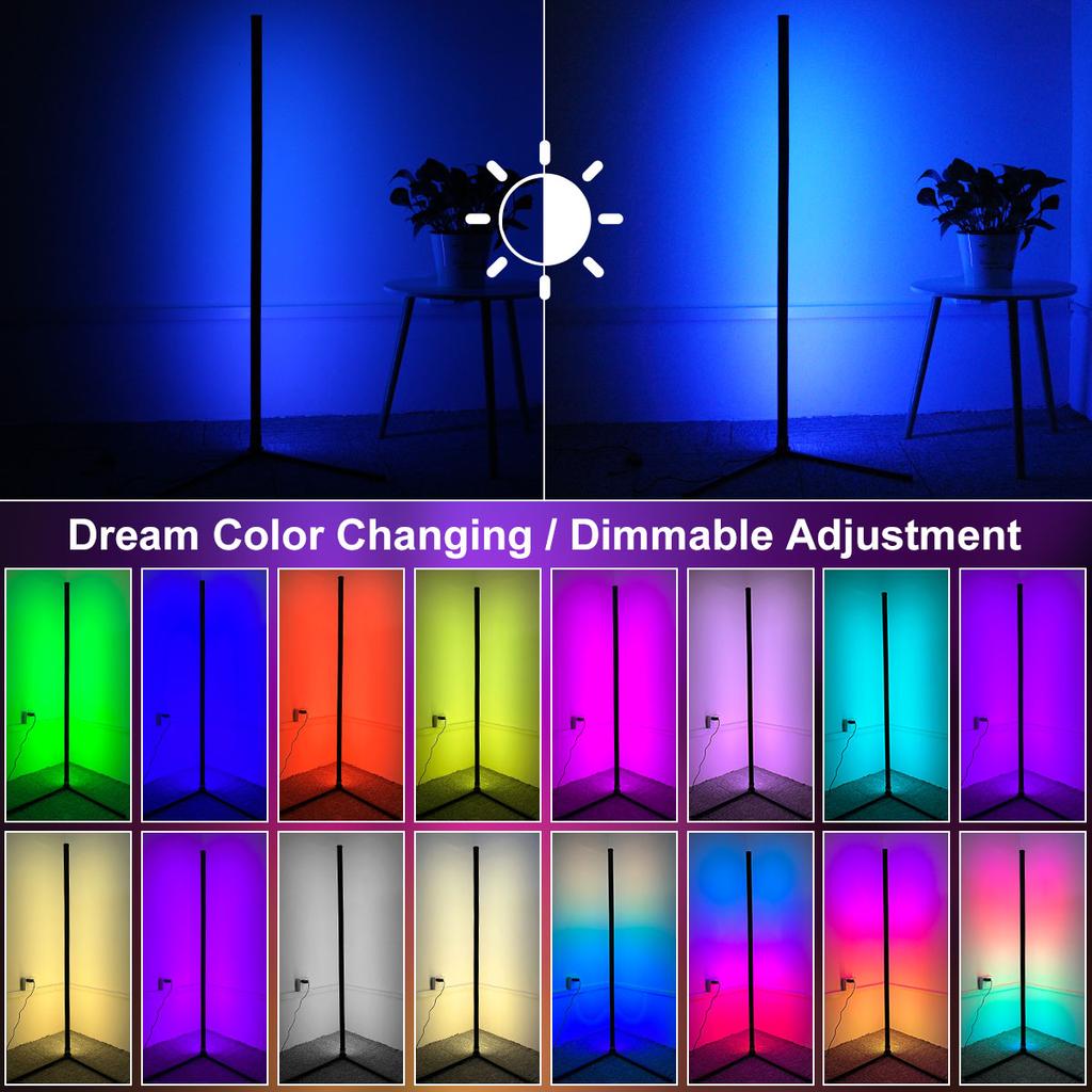 120/160cm Nordic Floor Lamp for Living Room, USB Power 63inch RGB Mood Light with Dimmable Standing Bedside Lamp Home Decor Gift