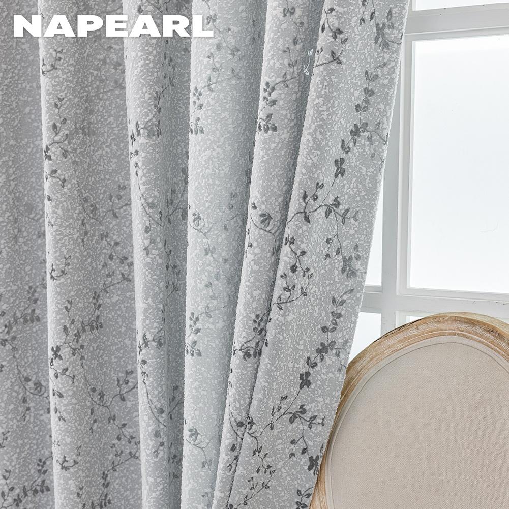 1PC NAPEARL Vintage Rural Style Jacquard Curtains, Gray Rattan Vine Branch Leaf Sheer Curtain for Bedroom Living Room Home Decor