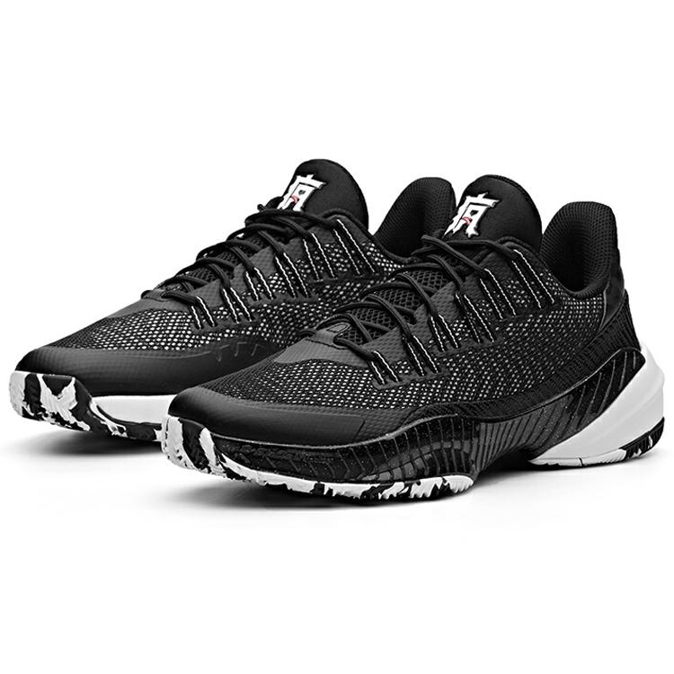 New Anta A Shock Absorbers Slip Resistant Abrasion Resistant Low Top Basketball Shoes Men's Black White 11831109-1