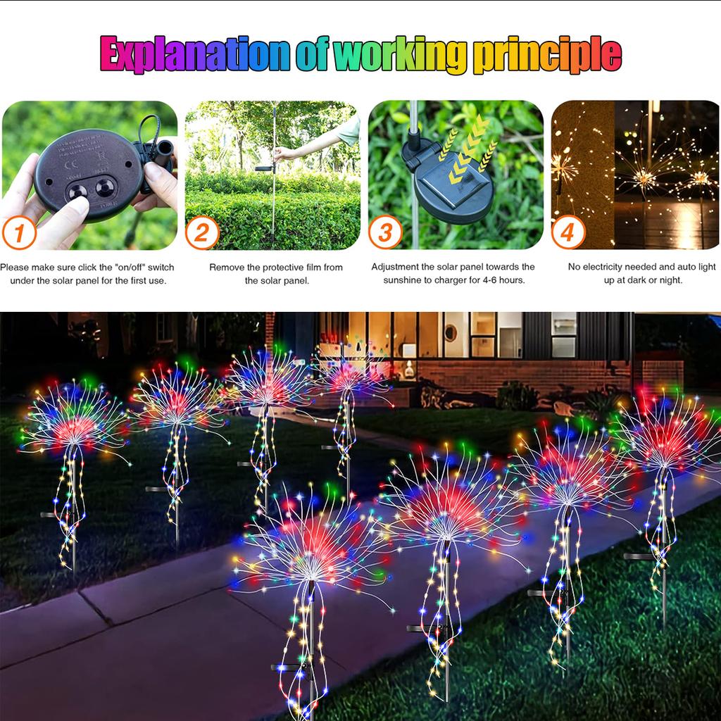 Solar Firework Light,Firefly Light,Solar Jellyfish Light Lawn 8Mode For Garden Patio Walkway Pathway Party Wedding Decor