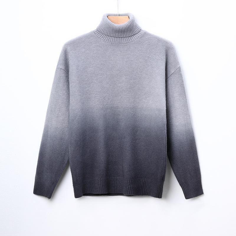 

Новый мужской осенне-зимний свитер с плавными переходами цветов и высокими лацканами, молодежный повседневный свободный вязаный свитер XXXXL