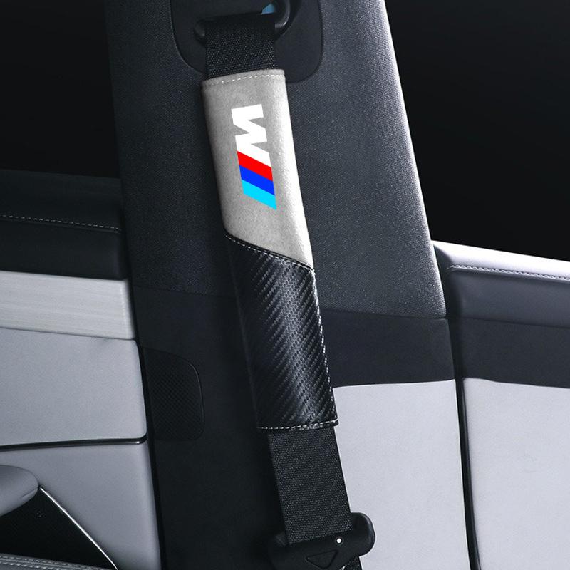2pc Leather Car Seat Belt Shoulder Cover Safety Protective Pad For BMW M F10 F20 E83 E90 E92 E93 X1X5 X6 F30 G03 E43 E53 E63 E84