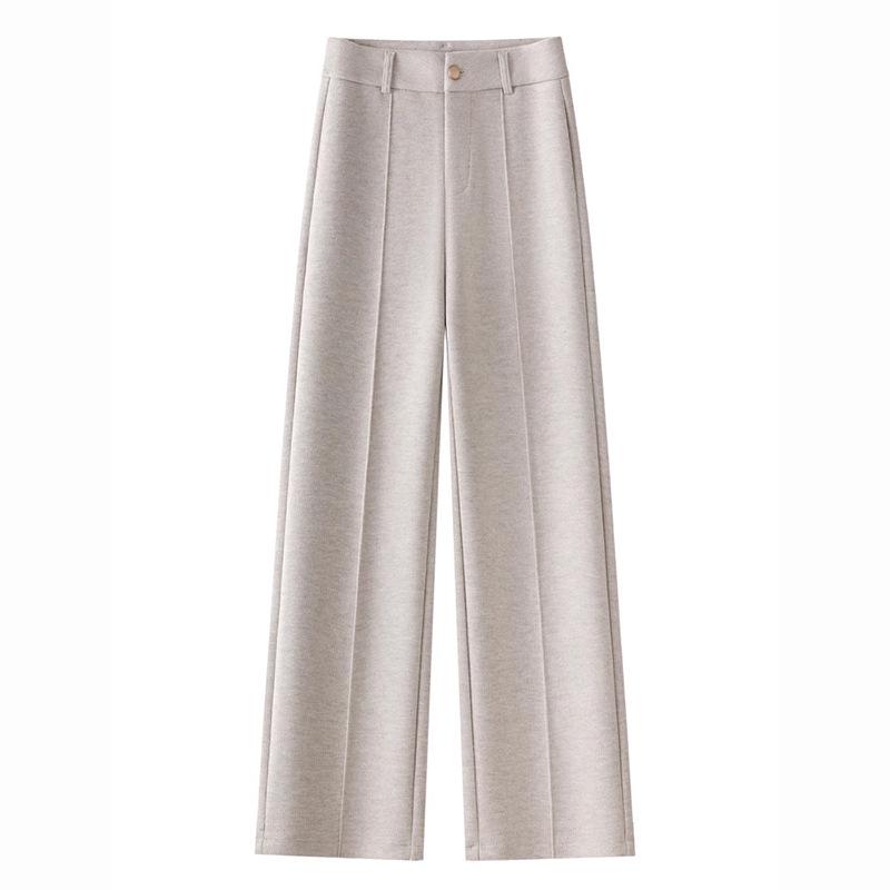 2024 Women's High-Waisted Wool Wide-Leg Pants: Autumn/Winter Slimming Casual Trousers
