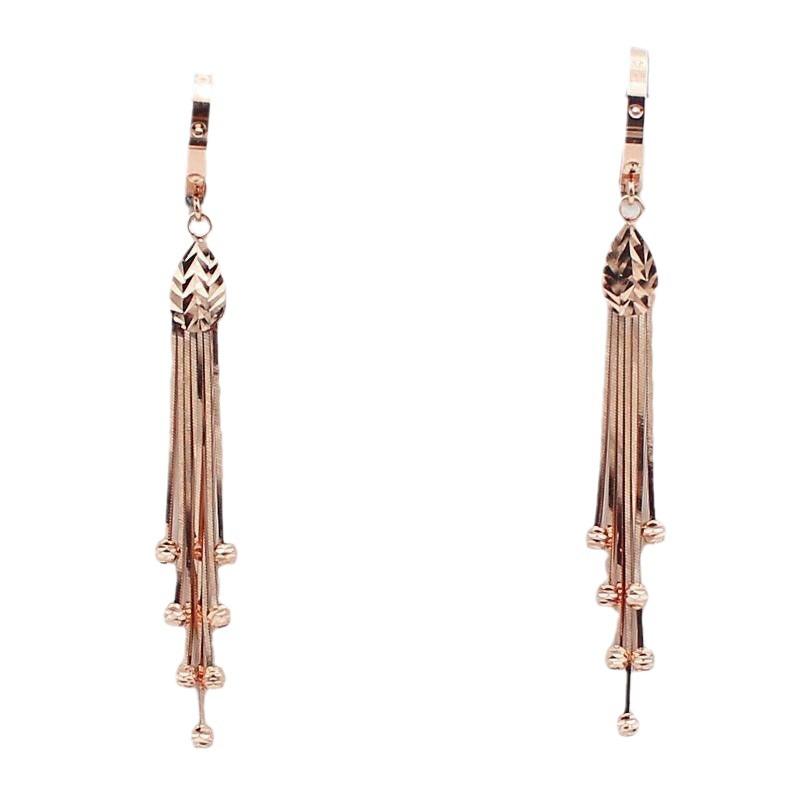 Exquisite Purple Gold Color Gold Fashion Personality High Versatile Light Luxury Design Rose Gold Snake Bone Fringed Earrings Women