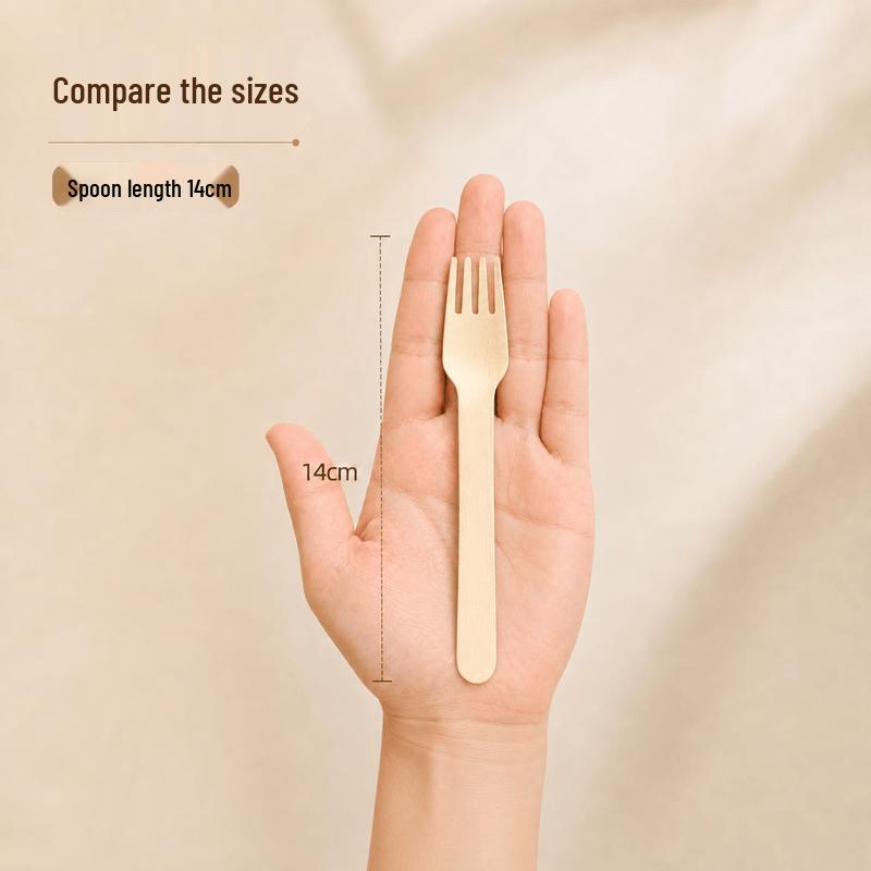 Biodegradable Disposable Wooden Forks, 100-Pack