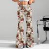 Women's Fashion Loose Drawstring Waist Christmas Printed Casual Sports Pants Casual Flared Pants