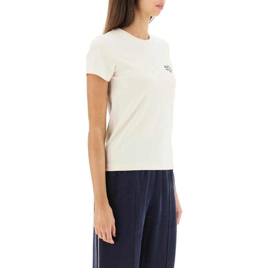 A.P.C. SS23 Logo Print Casual Short Sleeve T-Shirt Women tops Cream COEZCF26848-AAC