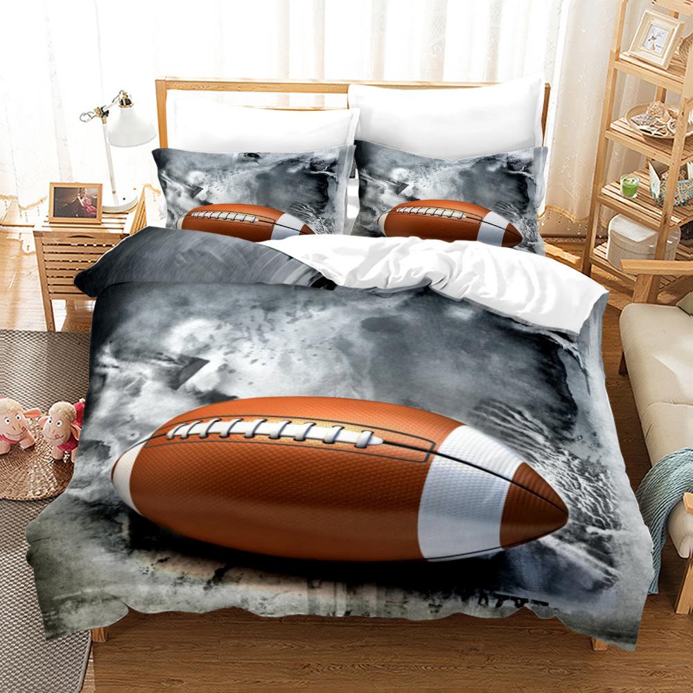 3D American Football King Queen Duvet Cover Ball Sports Bedding Set For Kids Teens Boy Sport Fans 2/3pcs Polyester Quilt Cover