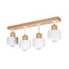 White Ceiling Lamp Made of Wood and Metal In Scandinavian Style, 4xE27, Modern LED Lighting for Living Room, Kitchen, Bedroom, Children's Room, Loft