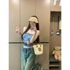 Kumikumi Gyaru Style Retro Print Tube Top Vest Women Clothes Summer Design Sense Chic Slim Fit Short Top