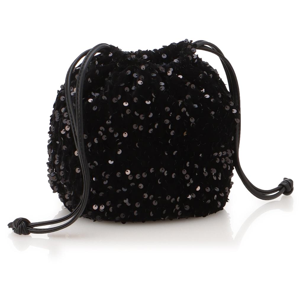 Kashkash Velvet Sequin Drawstring Bag 01-00-79240 Women's Black