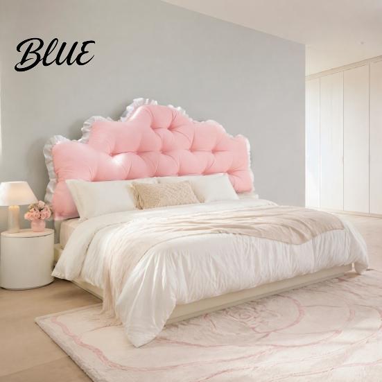 Comfortable Bed Wedge Pillow Headboard Cushion with Ruffle Trim Dorm Pillow Crown Shape Elastic Straps Support for College Bedroom Decor,