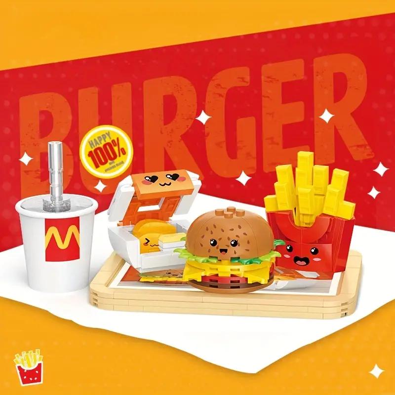 261PCS Hamburger Building Blocks French Fries Fried Chicken Coke Model Bricks Cartoon Fast Food Toys Set Children Creative Gifts