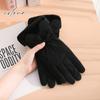 Bow Anti-cold Mittens Down Cotton Ears Finger Mittens Plush Thickened Gloves  Autumn