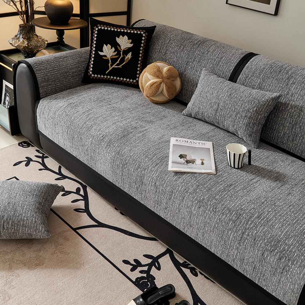 

1 шт. Простой однотонный коврик для дивана Snow Neale, комбинированный коврик для дивана, подходит для домашних животных 70*70cm серый