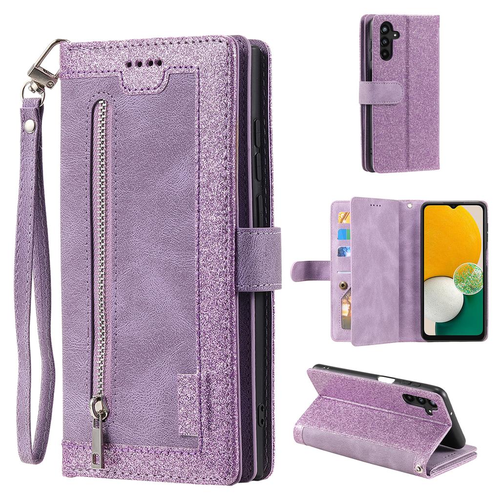 For Samsung Galaxy S25+ Case PU Leather Phone Cover with Zipper Wallet 9 Card Slots