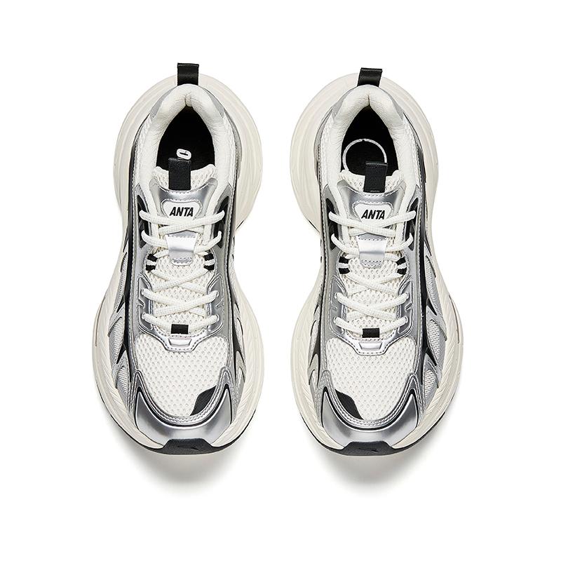 New Anta Anti Slip And Wear Resistant Height Increasing Low Top Casual Shoes Men's White Silver Black 112528857-1