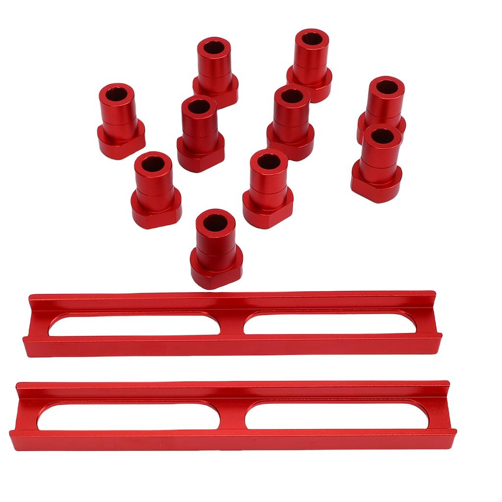 10Pcs Bench Dogs Non Slip Clamps Aluminum Alloy Woodworking Workbench Stops 20mm Dia with 2Pcs Base Red