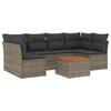 7 Piece Garden Sofa Set with Cushions Gray Poly Rattan