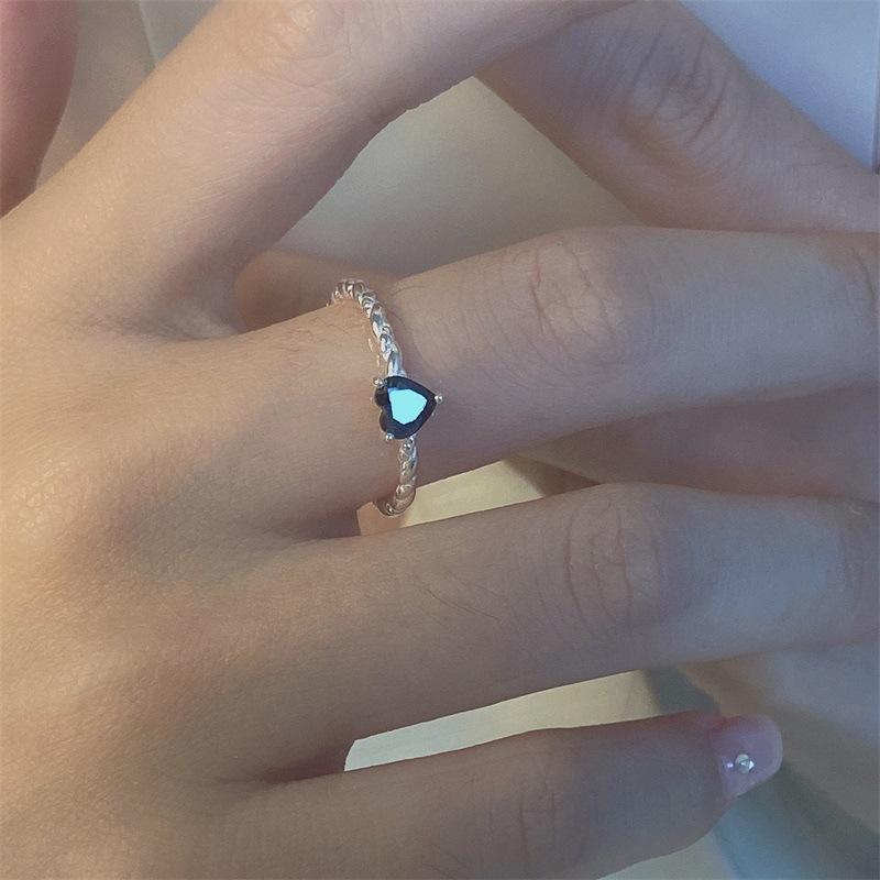 925 Sterling Silver Heart Black Zircon Irregular Rings For Women Engagement Rings Luxury Jewelry Accessories Jewellery