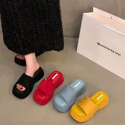 Summer Women's Platform Slippers Open Toe Wedges Heel Slides Casual Thick Bottom Dress Street Style Shoes