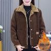 Women's Thickened Corduroy Jacket with Fleece Lining - Warm, Fashionable, Age-Reducing, Loose Fit, Slimming Long Sleeve Outerwear