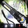 Strong Led Rechargeable Flashlight With Cob Work Light For Camping And Emergency Use