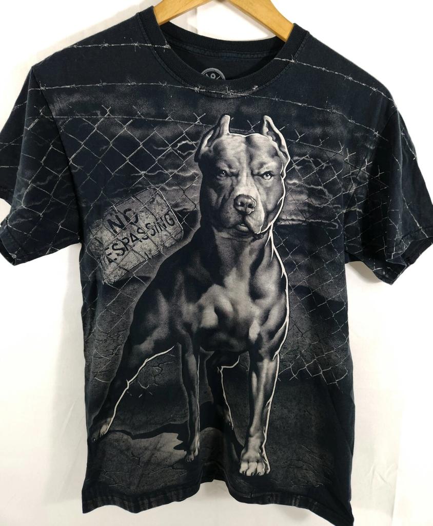 Vintage Y2K 2x Short Sleeve Black Pit Bull Streetwear Graphic Tee MC1448