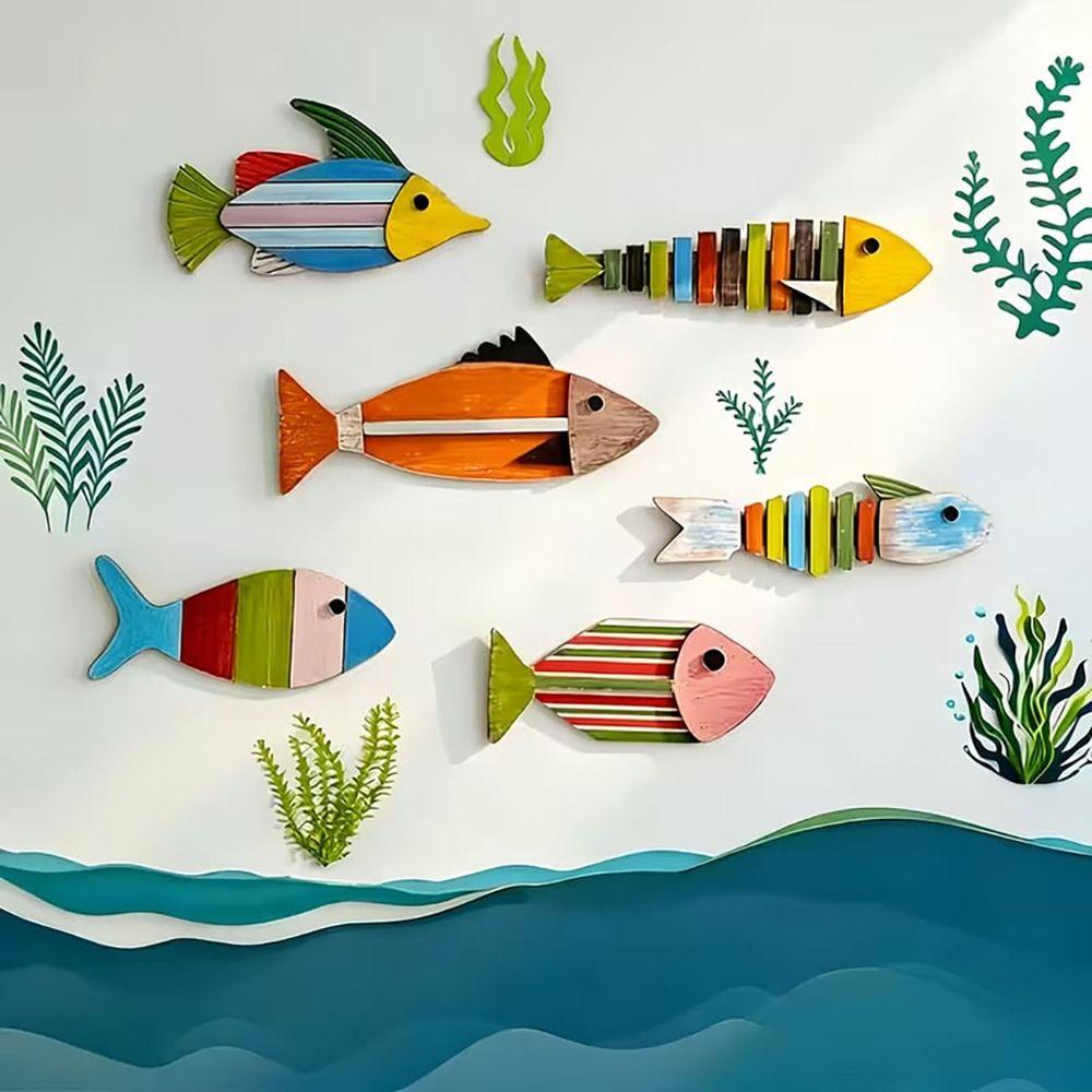 Nautical Style Fish Wall Art Colorful To Your Walls Set Durable Fish Ornaments  Wall Decoration
