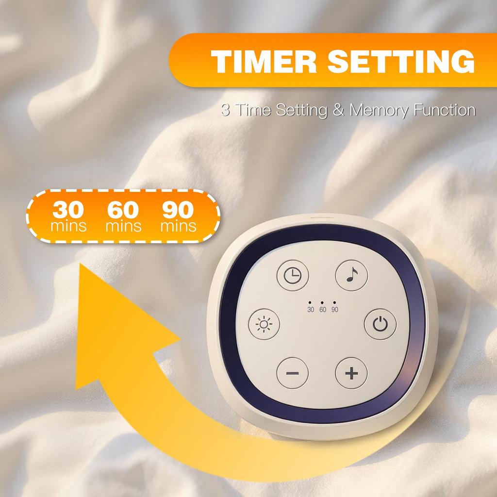 White Noise Machine with 24 Soothing Sounds Night Light Timer Rechargeable Sleep Aid for Babies Kids and Adults