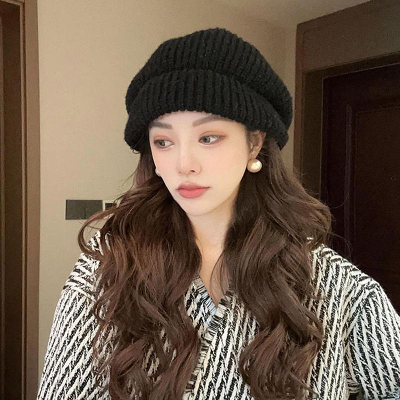 Knitted Fisherman's Hat Women's Autumn and Winter Loose Warm Beret Pile Hat Wool Hat