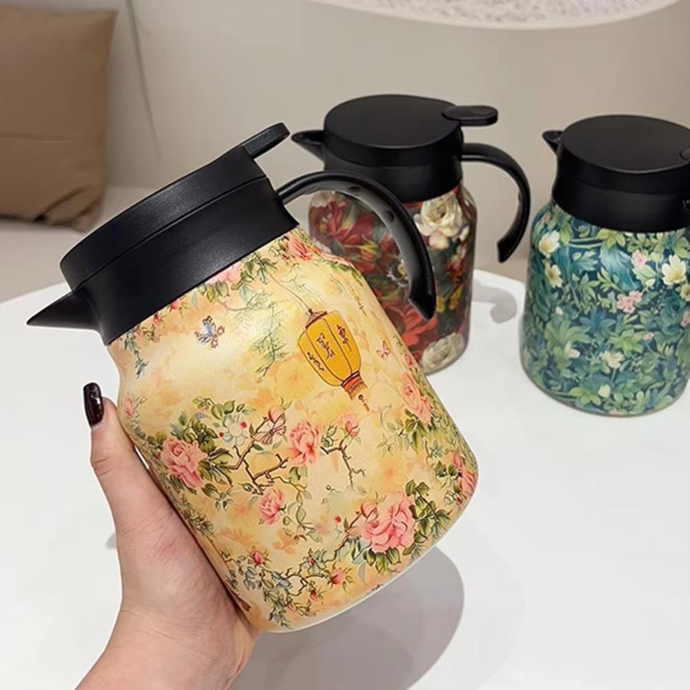 

with Tea Infuser Floral Tea Kettle Stainless Steel Stewed Teapot Insulated Carafe Office червоний