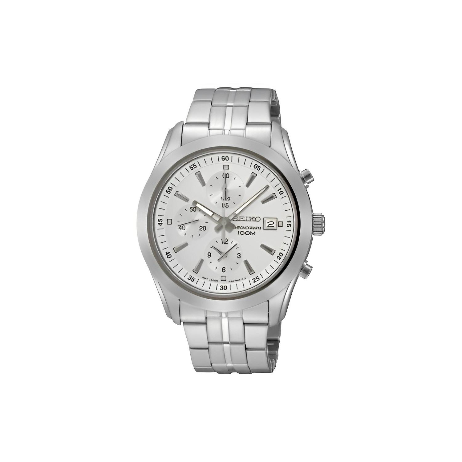 SEIKO Chronograph Series 100m Water Resistant Quartz Movement Stainless Steel Strap Watch SNDA85J1