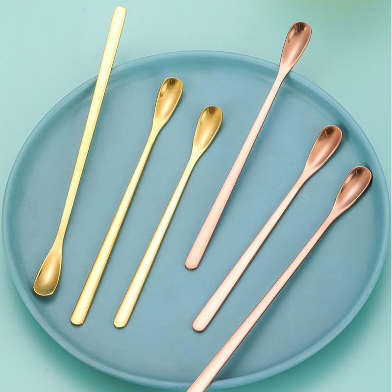 1Pc Stainless Steel Long Handle Stirring Spoon Coffee Tea Spoons Dessert Spoon Stirring Rod Tiny Spoon Kitchen Accessories