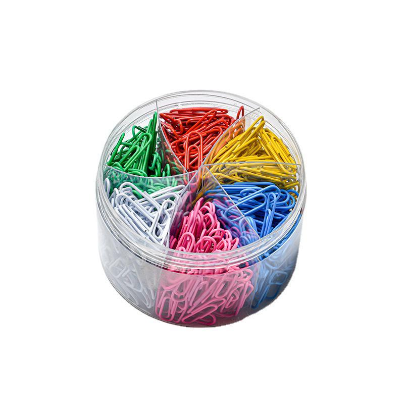 Mixed Size & Color Plastic-Coated Paper Clip Set - 6 Colors