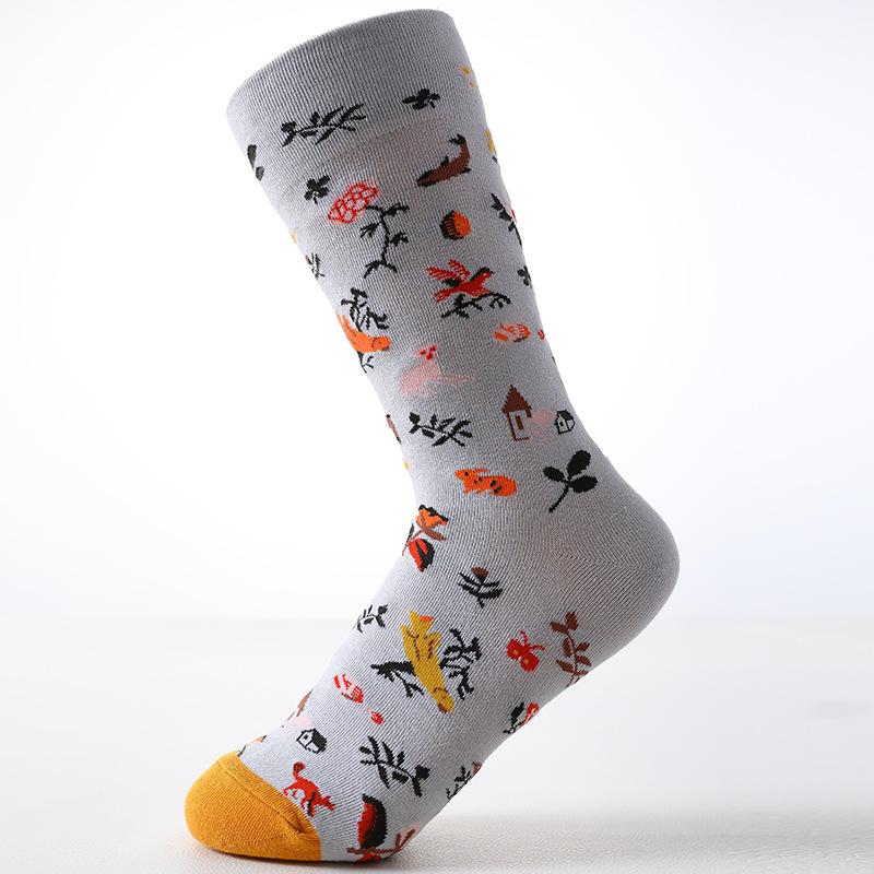 Coton peigné nouveau phare rétro chaussettes de marée japonaises hommes et femmes chaussettes mi-mollet brodées