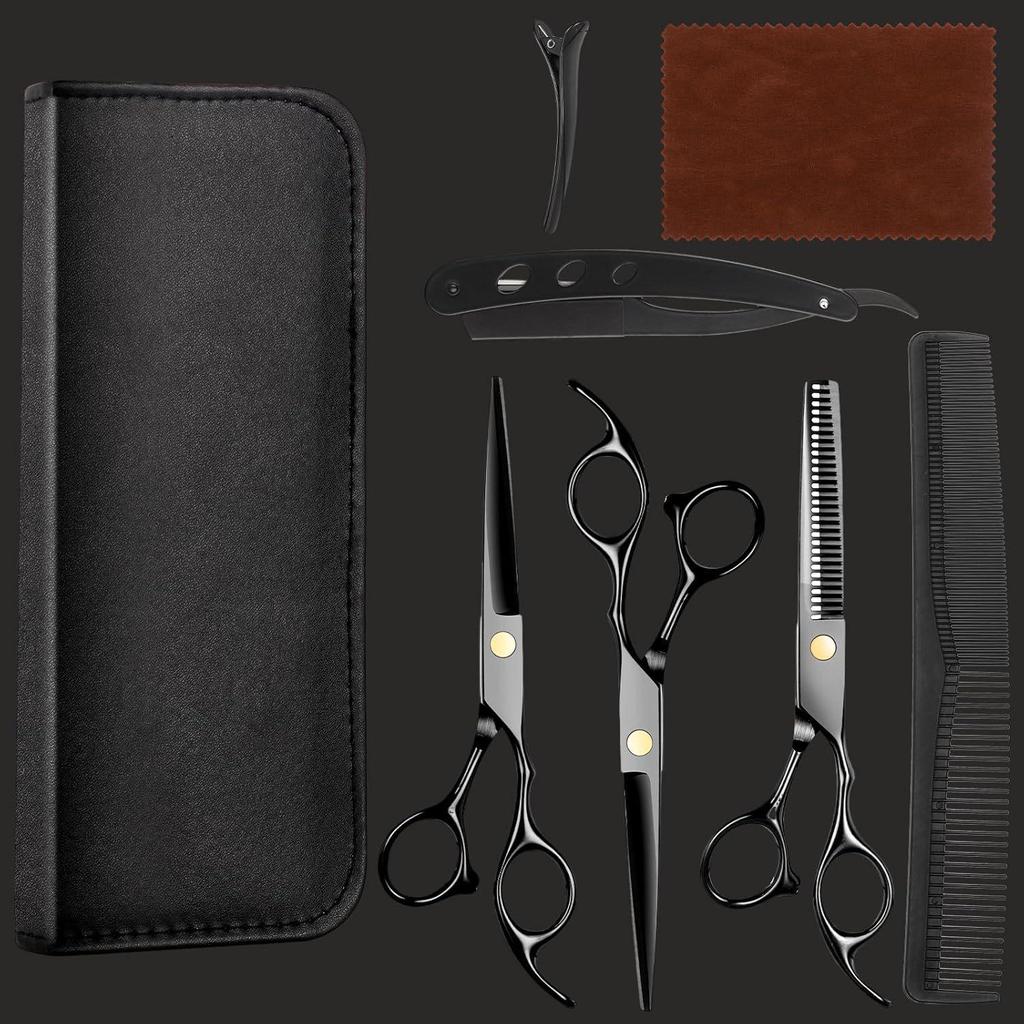 Stainless Steel Barber & Hairdressing Scissors Set: Flat Tooth & Thinning Options