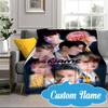 Custom Name Star Collage K-pop Blanket bed sofa Blanket Flannel Blanket for Camping, Hiking, Picnic Essentials,gift for Fan family