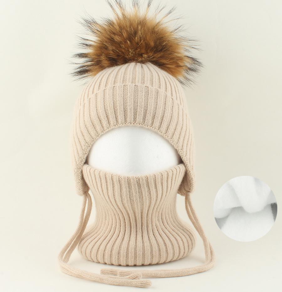 Kids Winter Warm Knitted Set Pom‑pom Hat Scarf Gloves 3‑Pcs Set Or Single Beanie Hat Windproof Ear Protection For Boys Girls Cold Weather Outdoor