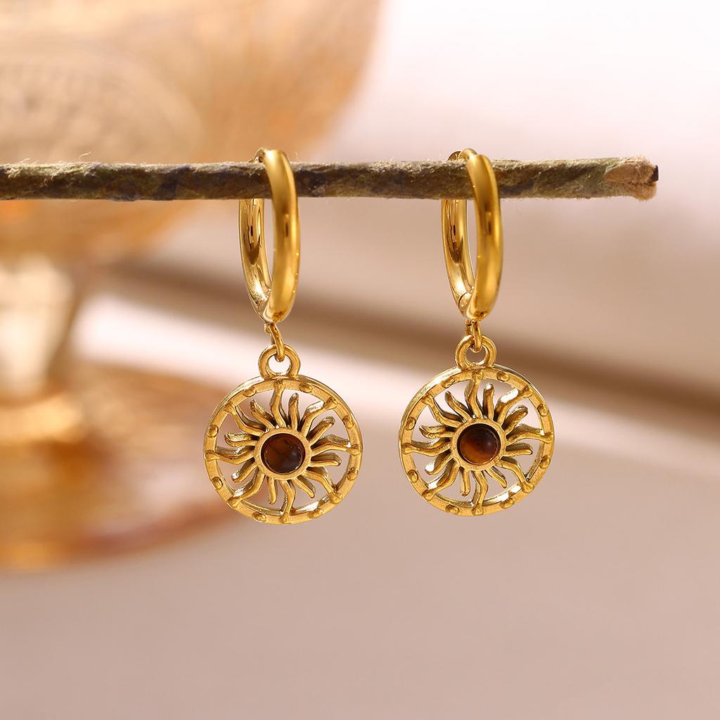 Cute Hoop Earrings Women's Party Geometric Heart Small Fish Gold Color Hanging Hoops Stainless Steel Jewelry Flower Earring Gift