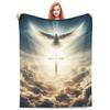 Dove of Peace Flannel Throw Blanket Soft Religious Design All Season Cozy Comfort for Faith Inspired Gift
