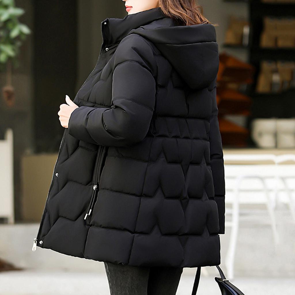 Women's Hooded Coat Ladies Winter Cotton Coat Thickened Warm Jacket